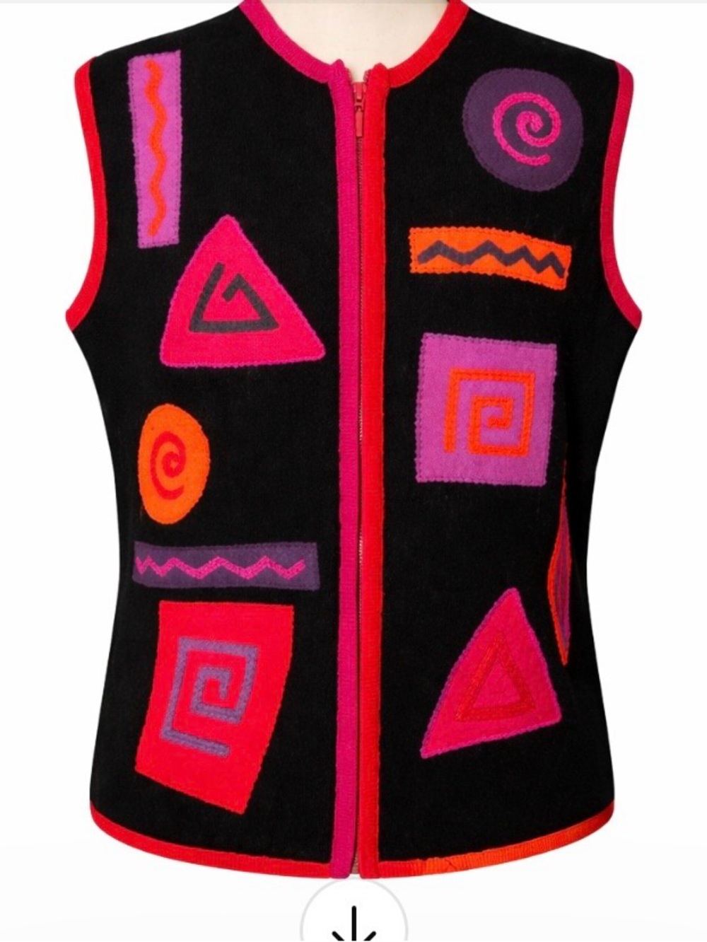Vintage Marisa Christina Wool Vest Geometric Colorblock Pop  Art Sweater L Retro